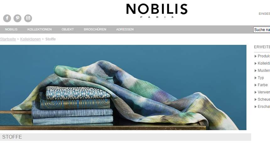 Homepage Dekostoffe von Nobilis