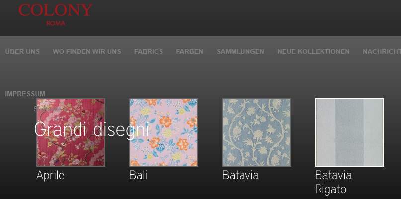 Homepage Dekostoffe von Colony Roma
