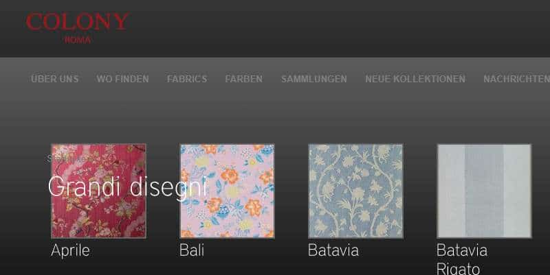 Homepage Dekostoffe kaufen von Colony Roma