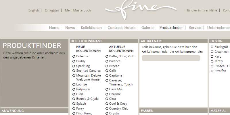 Homepage Dekostoffe von Fine