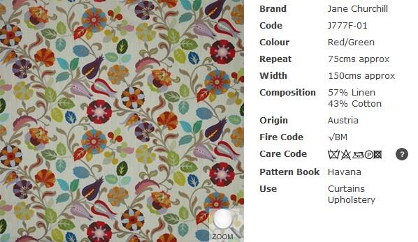 Vorhangstoff aus Mischgewebe mit Blumenmuster von Jane Churchill