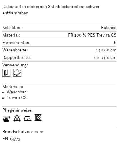 Vorhangstoff-Streifen-Balance-Balance-Fine Info