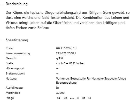Bezugsstoff-Uni-Arbus-Dedar Milano Produkt Info