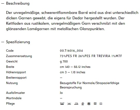 Bezugsstoff-Uni-Lucillo-Dedar Milano Produkt Info