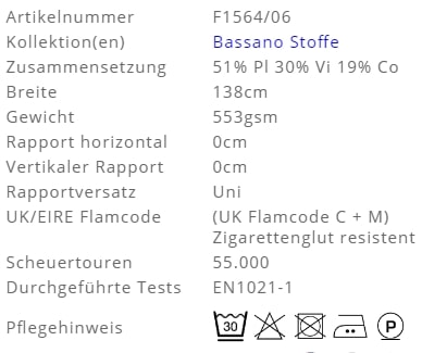 Bezugsstoffe Uni