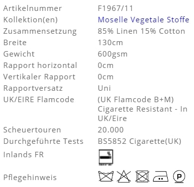 Bezugsstoffe Uni