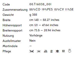 Vorhangstoff-Blumenmuster-Dalie-Papaveri-Tulipani-Dedar Produkt Info