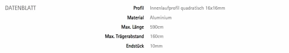 Vorhangstange Innenlauf