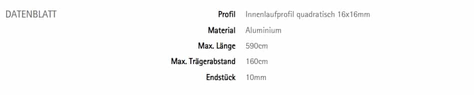 Vorhangstange Innenlauf