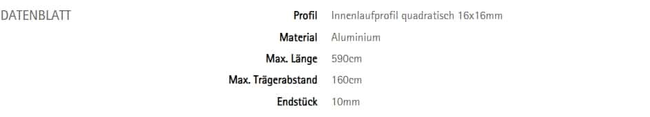 Vorhangstange Innenlauf