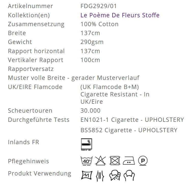 Bezugsstoff-Blumen-Romaunt Rose Fuchsia Designers-Guild Info