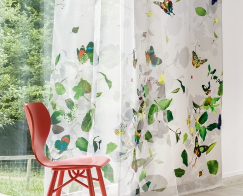 Gardinenstoffe Blumenmuster Creation Baumann PAPILLON VOILE