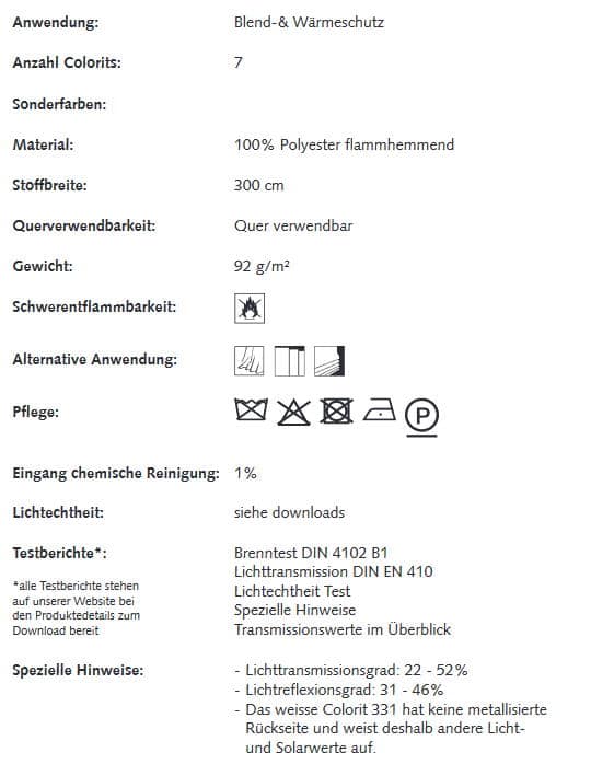 Gardinenstoffe Wärmeschutz Blendschutz SHINE PLUS Creation Baumann 0101350 Info