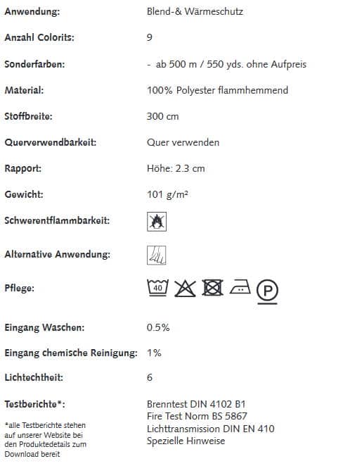 Gardinenstoffe Wärmeschutz Blendschutz STEEL BLOCK Creation Baumann 0100200 Info