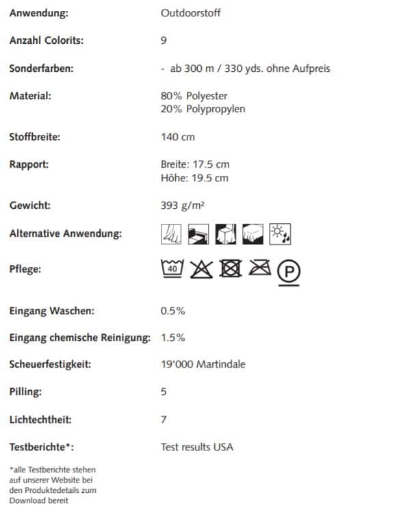 Bezugsstoff Outdoor Trinidad 0101470-0076 Creation Baumann Info