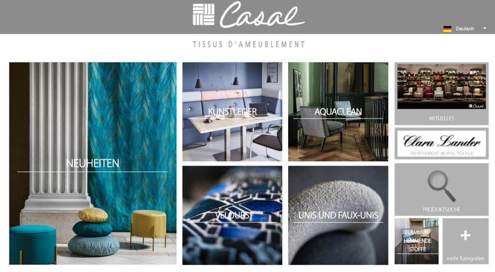 Homepage Dekostoffe kaufen von Casal