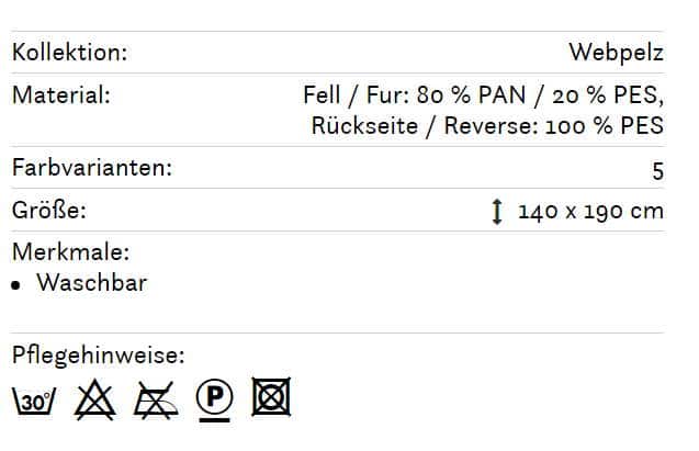 Webpelz-Decke Wolf Fine Textilverlag Info