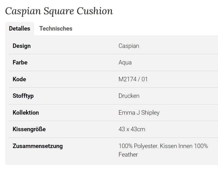 Clarke Clarke Caspian Square Cushion grün M2174-01 Info