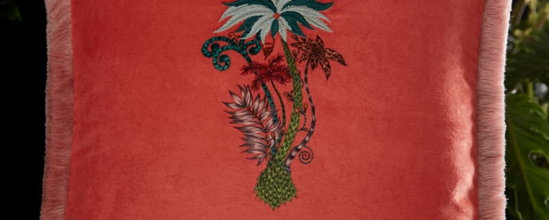 Clarke Clarke Jungle Palms Square Cushion orange M2050-01