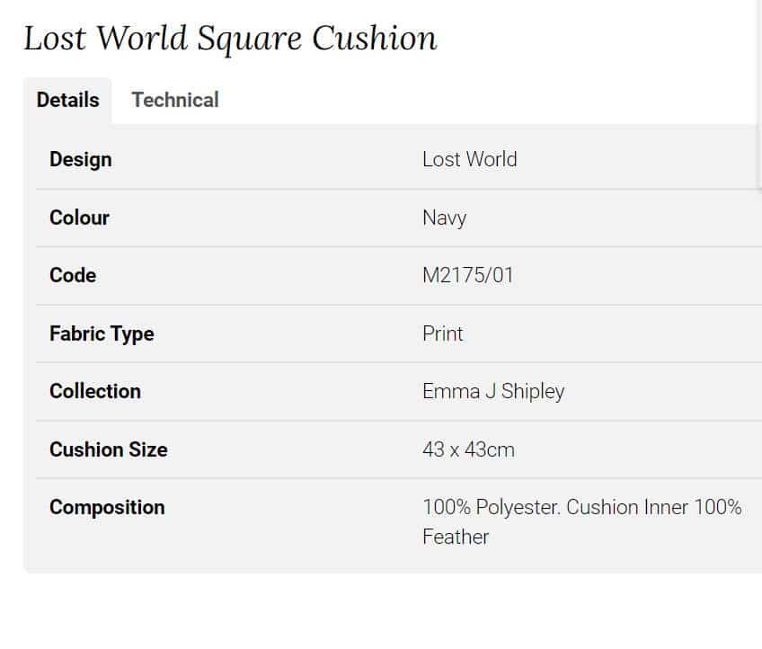 Clarke Clarke Lost World Square Cushion blau M2175-01 Info