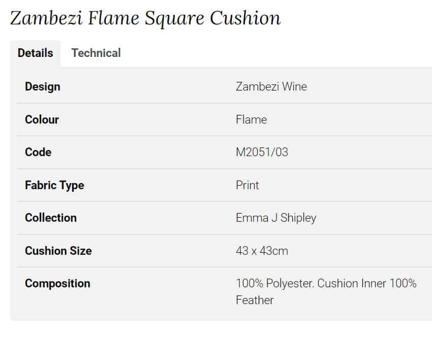 Clarke Clarke Zambezi Flame Square Cushion rosa M2051-03 Info