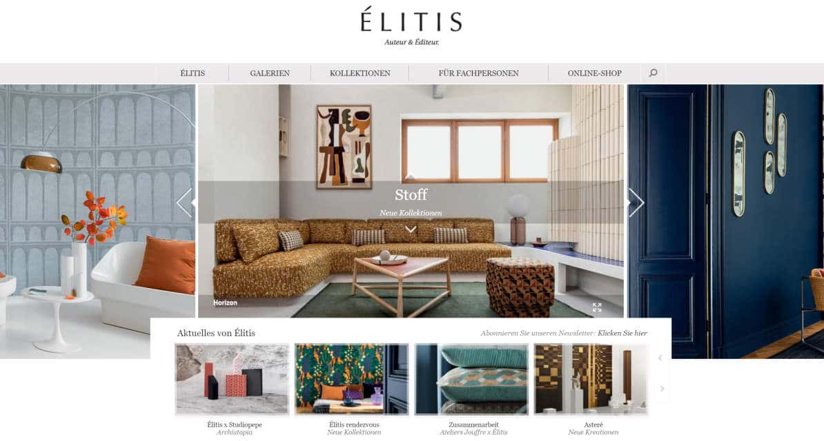 Homepage Dekostoffe kaufen von Elitis