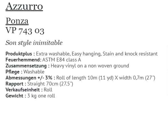 Tapete Elitis Azzuro Ponza VP 743-03 Info