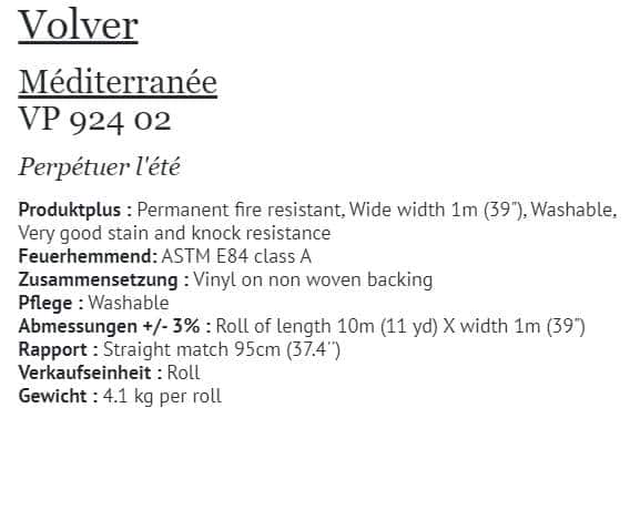 Tapete Elitis Volver Méditerranée VP 924-02 Info