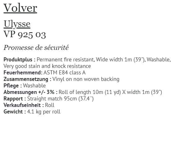 Tapete Elitis Volver Ulysse VP 925-03 Info