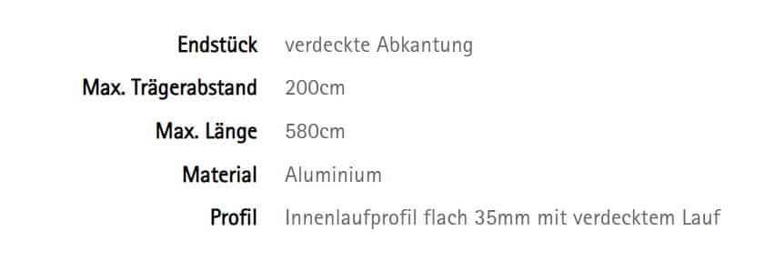 Vorhangstange Innenlauf Wellenvorhang Sphäre W Interstil Datenblatt