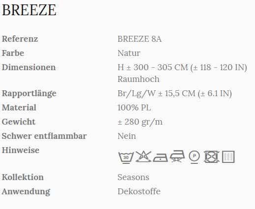 Vorhangstoff gestreift Breeze 8A Wind Info