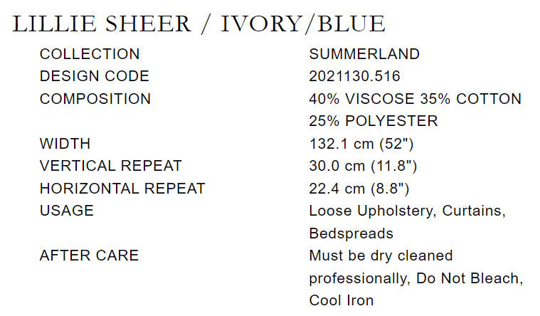 Vorhangstoff gemustert Lillie Sheer Lee Jofa 2021130.516 Info