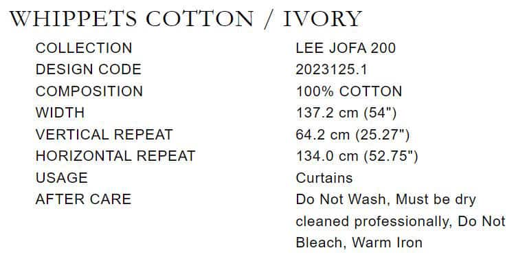 Vorhangstoff gemustert Whippets Cotton Lee Jofa 2023125.1 Info