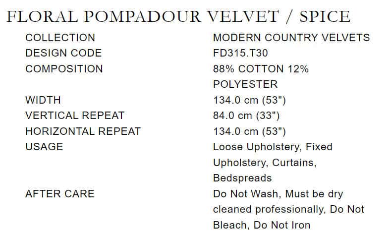 Vorhangstoffe Blumen Floral Pompadour Velvet Mulberry Home FD315.T30 Info