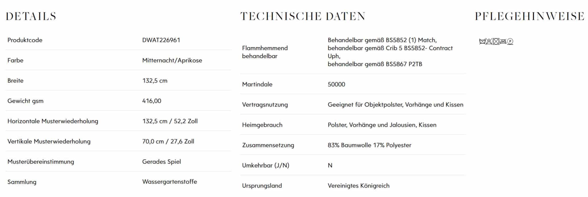 Vorhangstoff Blumen Emperor Peony Sanderson DWAT226961 Info