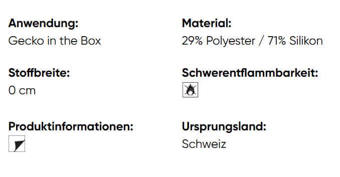 Hafttextil Gecko-in-der-Box Swissness Creation Baumann Info