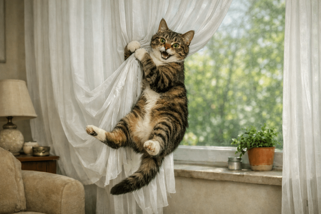Katzensichere Gardine Copilot